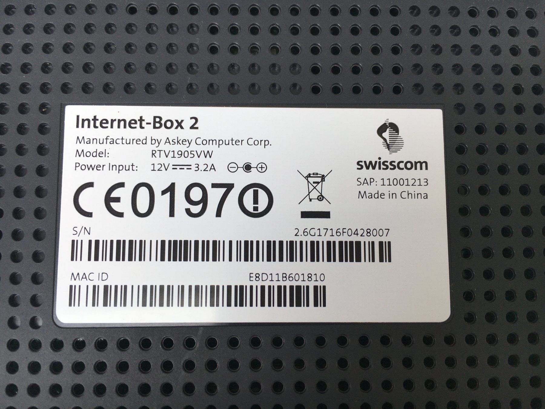 Swisscom Modem & Router: Internet-Box 2 Swisscom Typ RTV 1905 VW, mit Netzadapter – Usato da Koblenz venduto da Hans-Rudolf_S 3