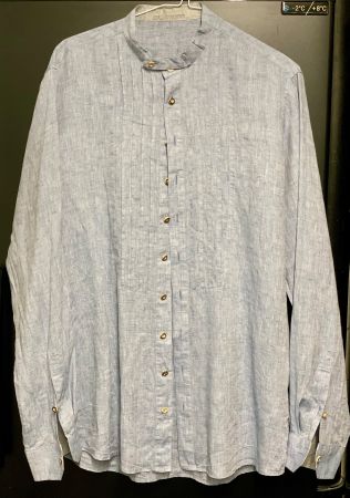 Wallmann Trachten Riegel Hemd Pfoad Gr. 39 blau Leinen