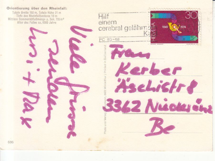 Cartoline postali: Rheinfall 1974 – Usato da Bürglen TG venduto da StampGraf 1