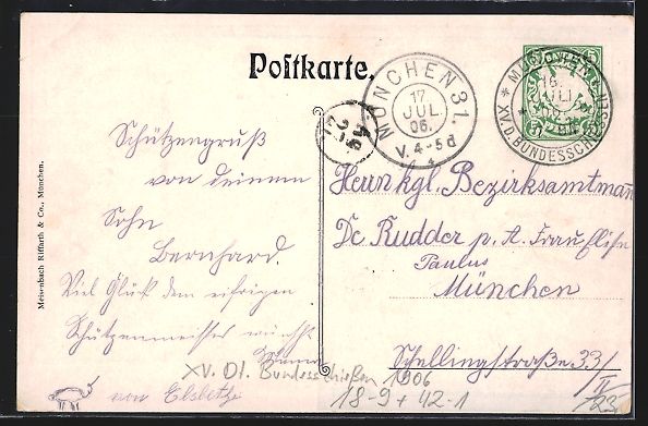 Cancelleria postale: Matthäus Schiestl: München, XV. Deutsc – Usato da Berlin venduto da bartko-reher 1