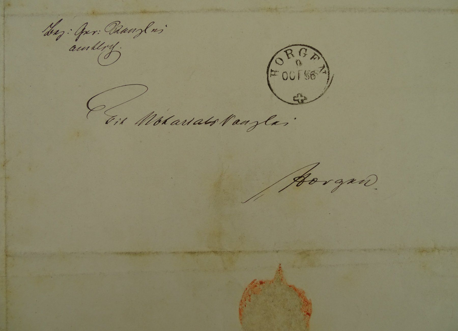 Documenti: BRIEF AN NOTARIAT HORGEN 1856, BOM – Usato da Grüningen venduto da Kartensammler 3