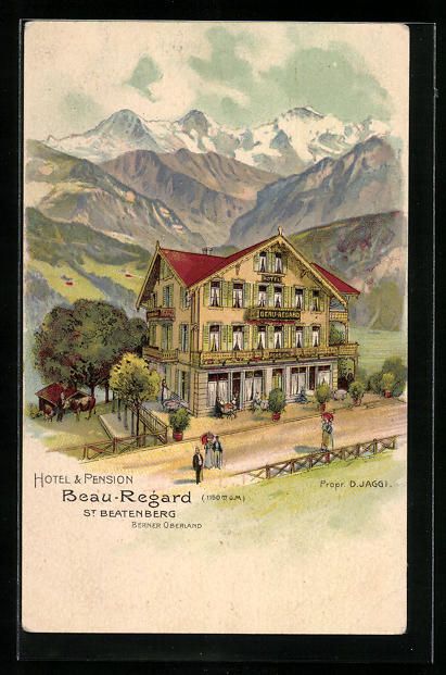 Cartoline postali: Litho St. Beatenberg, Hotel und Pension  – Usato da Berlin venduto da bartko-reher