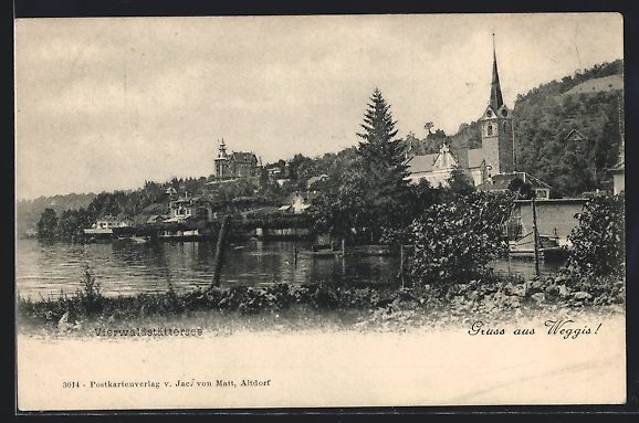 Ansichtskarten: Weggis /Vierwaldstättersee, Uferpartie  – Gebraucht aus Berlin von bartko-reher