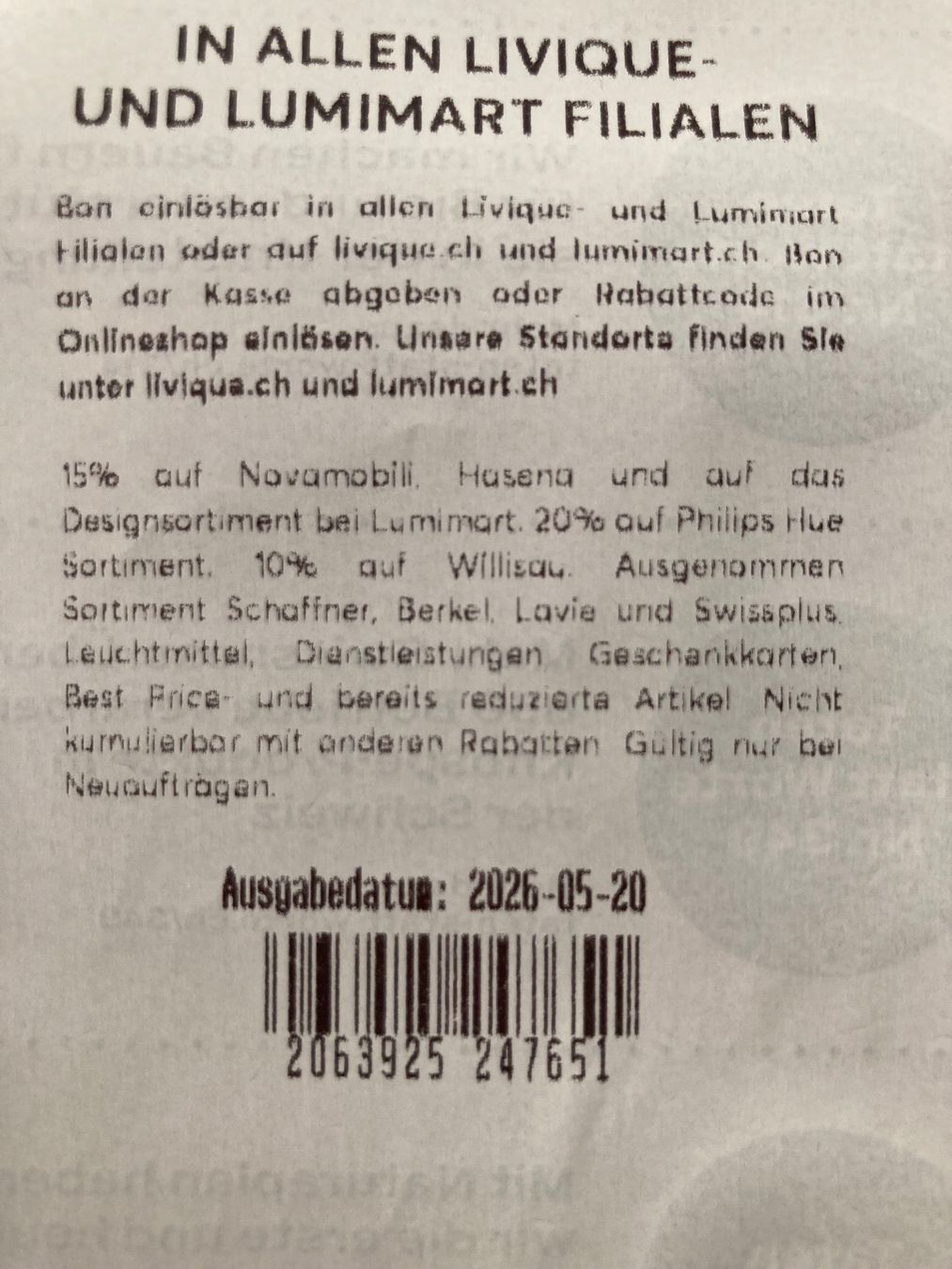 Buoni: 22% Rabatt Lunimart Gutschein – Nuovo e nell'imballaggio originale da Bülach venduto da Stellina72 1