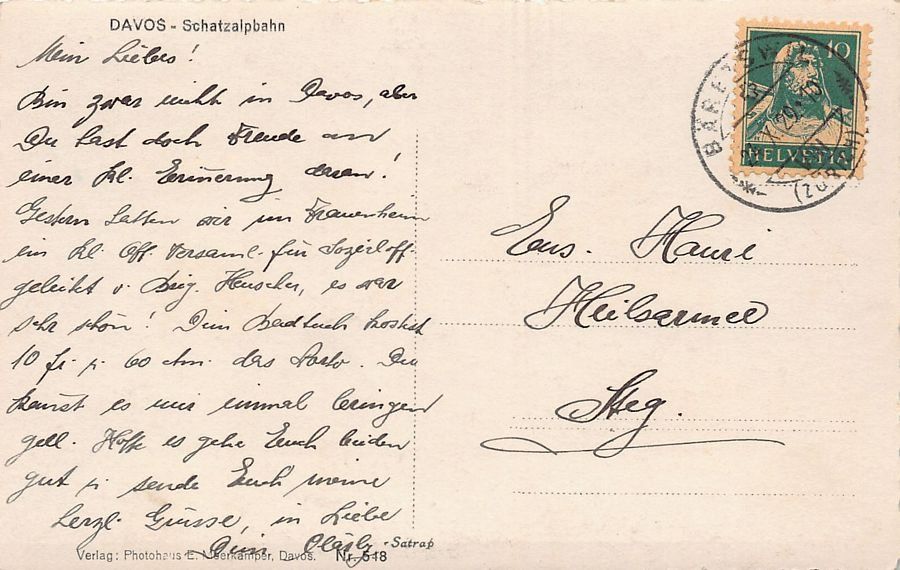 Cartoline postali: Davos, Schatzalpbahn, gelaufen 1929 – Usato da Frauenfeld venduto da POML 1