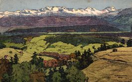 Das Tösstal. Bachtel Blick gegen die Glarneralpen