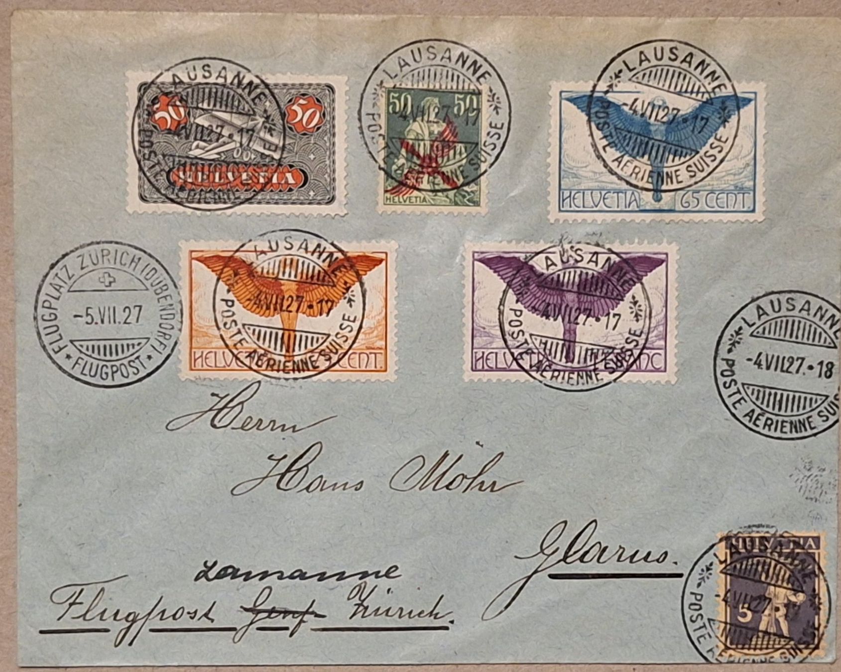 Alle Briefmarken: Flugpostbrief mit F2  jedoch ausserhalb der Gültigkeit – Gebraucht aus Balgach von SIMEON27