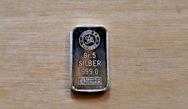 Argor S.A. Chiasso Silberbarren 5 Gramm 999.9 neuwertig