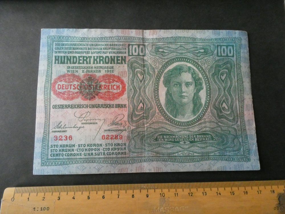 Österreich 10 Kronen Banknote (Pick-Nr. 51a) – 1915 (1919), Gebraucht, Sammlerbanknote, 126 X 84 Mm