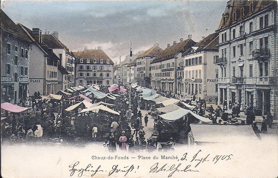 Cartoline postali: CHAUX-de-FONDS, place du marché – Usato da Les Verrières venduto da Scampi0