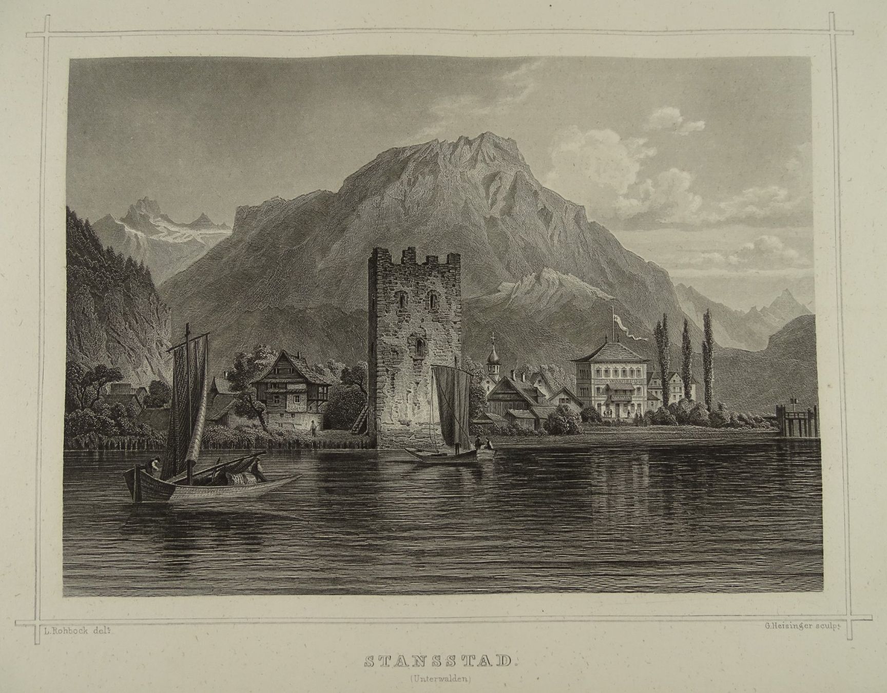 Incisioni: STANSSTAD, STAHLSTICH NACH ROHBOCK 1870 – Usato da Grüningen venduto da Kartensammler