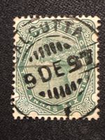 Timbre Inde Victoria 6 Annas vert oblitéré Calcutta