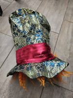 Mad Hatter costume hat floral print with orange hair