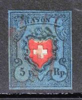 1850 Rayon I mit KE Nr.15I Typ 27 marmorierter Druck, Befund