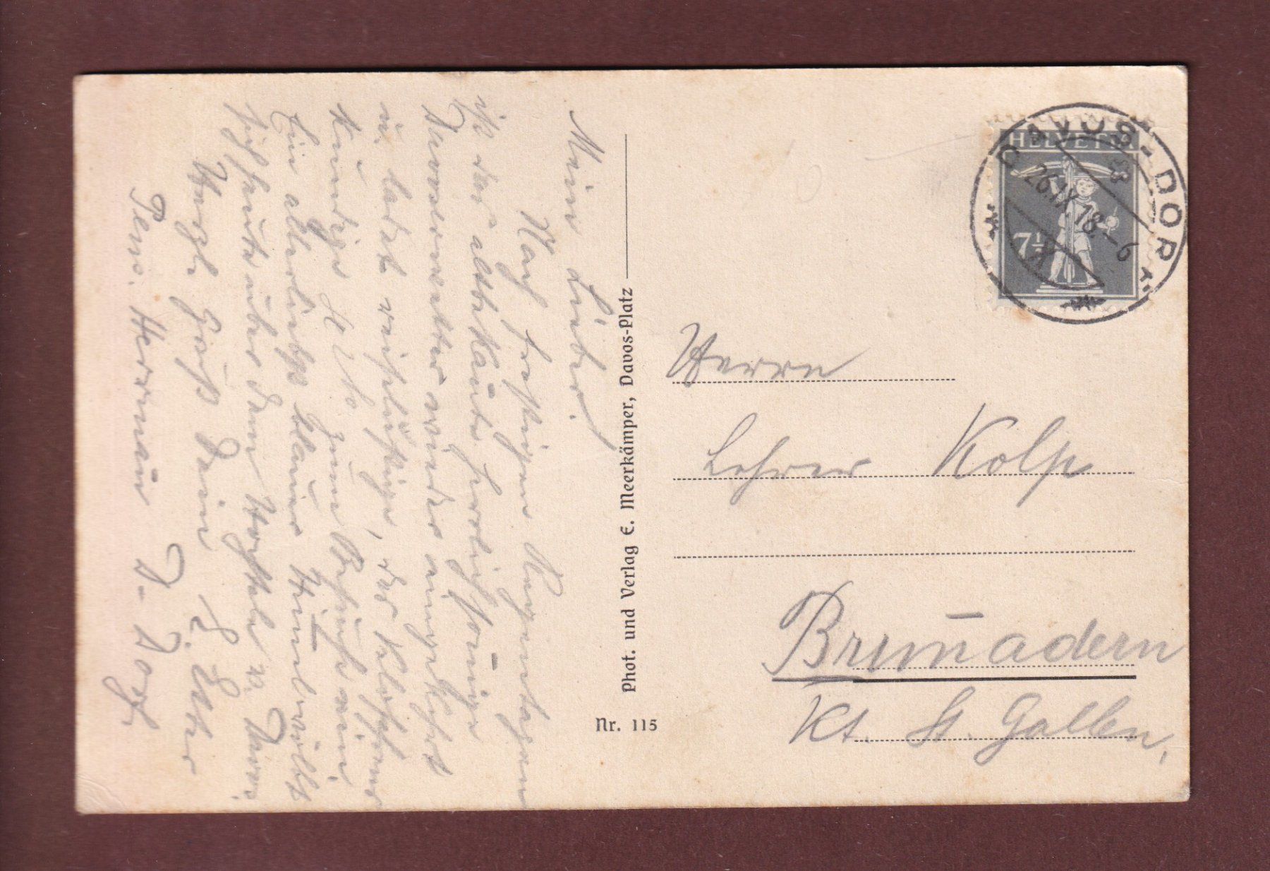 Cartoline postali: DAVOS-DORF - 1918 – Usato da Pully venduto da nicecards 1