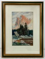 Aquarell Gemälde gerahmt Kunst Studio Vaduz – Vintage Bild
