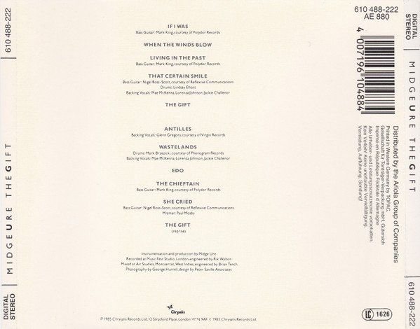 CD: CD Midge Ure - The gift (1985) – Usato da Möriken AG venduto da mineralia 1