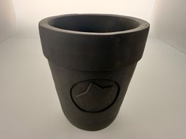 Pflanztopf grau mit Stern-Applikation, 17cm H