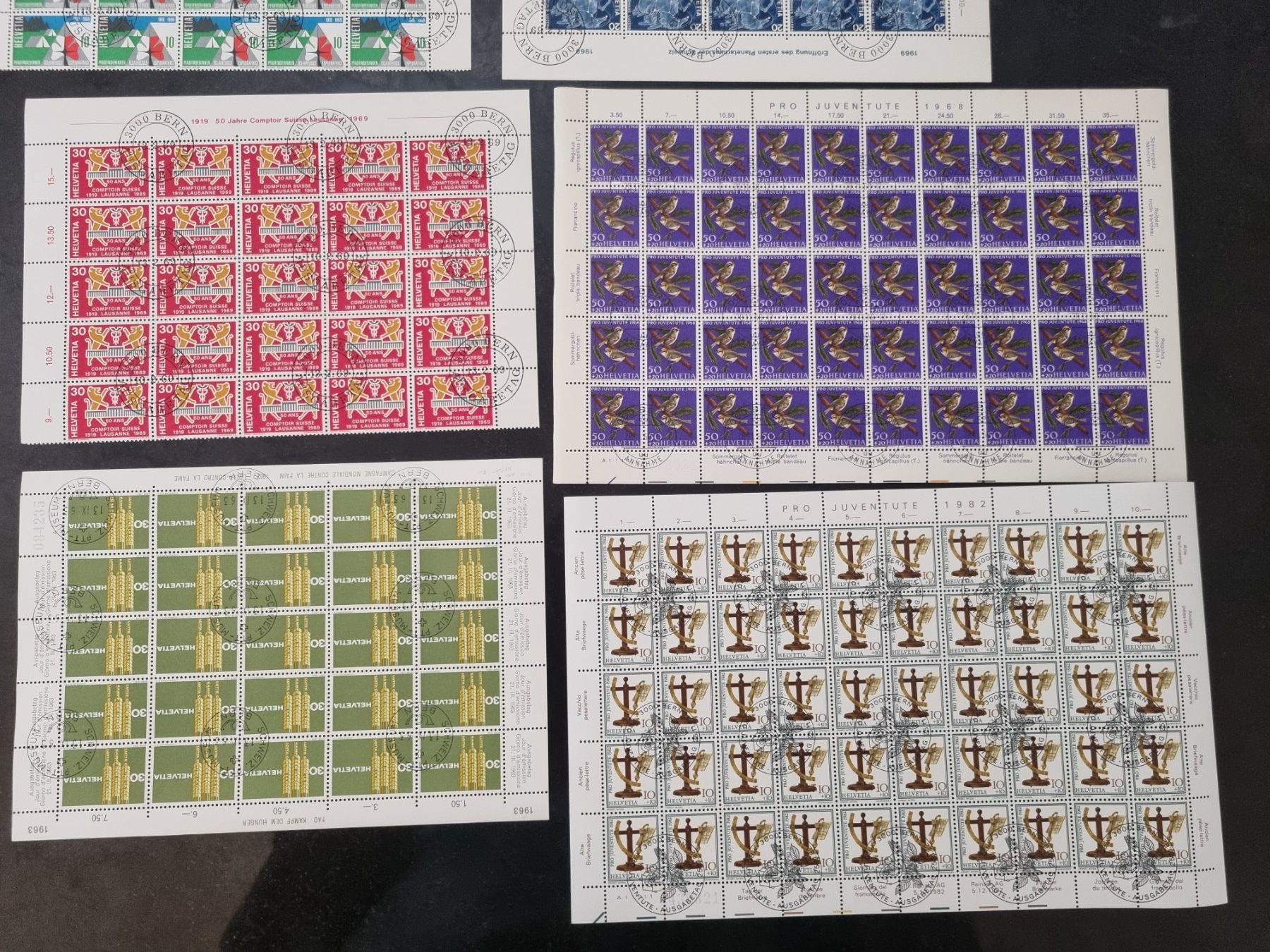 Alle Briefmarken: 12 Bogen/Teilbogen mit Ersttag Stempel – Gebraucht aus Gümligen von Geniusbuy 4