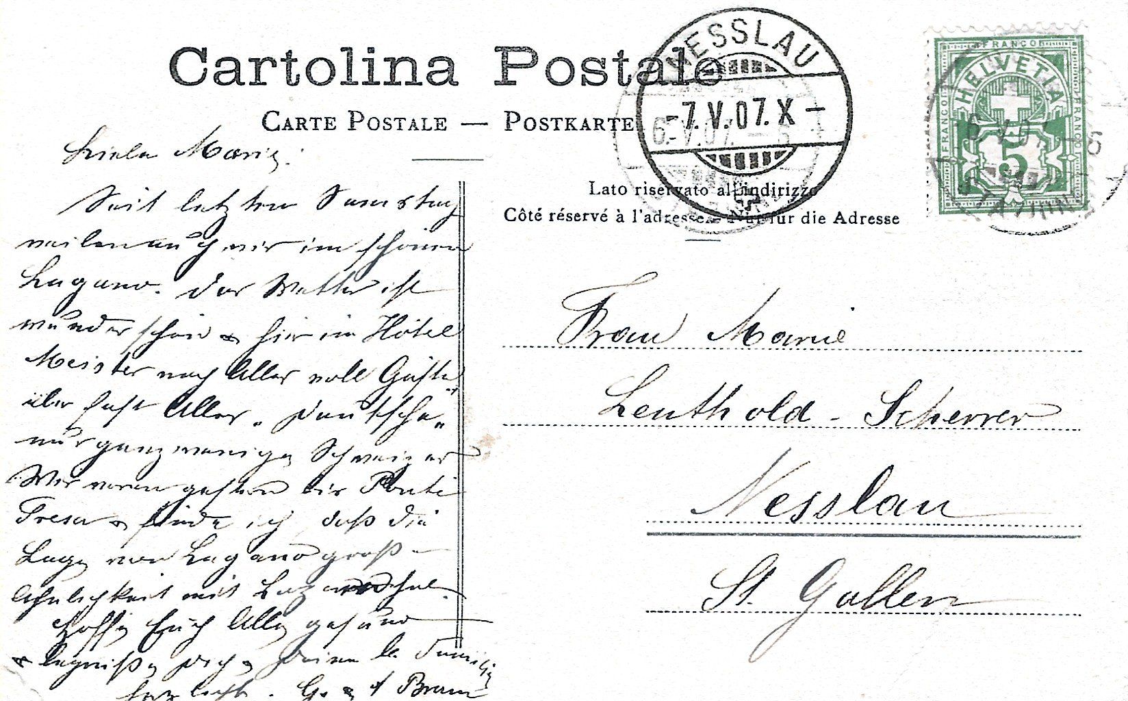 Cartoline postali: Lugano - Paradiso 1907 – Usato da Flums venduto da Guscha1 1