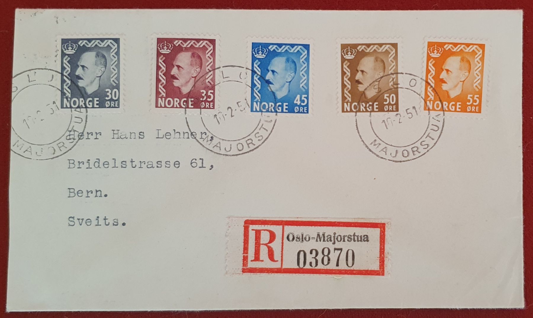 Tutti i francobolli: Norwegen 1951 FDC – Usato da Kreuzlingen venduto da Rschweiz1