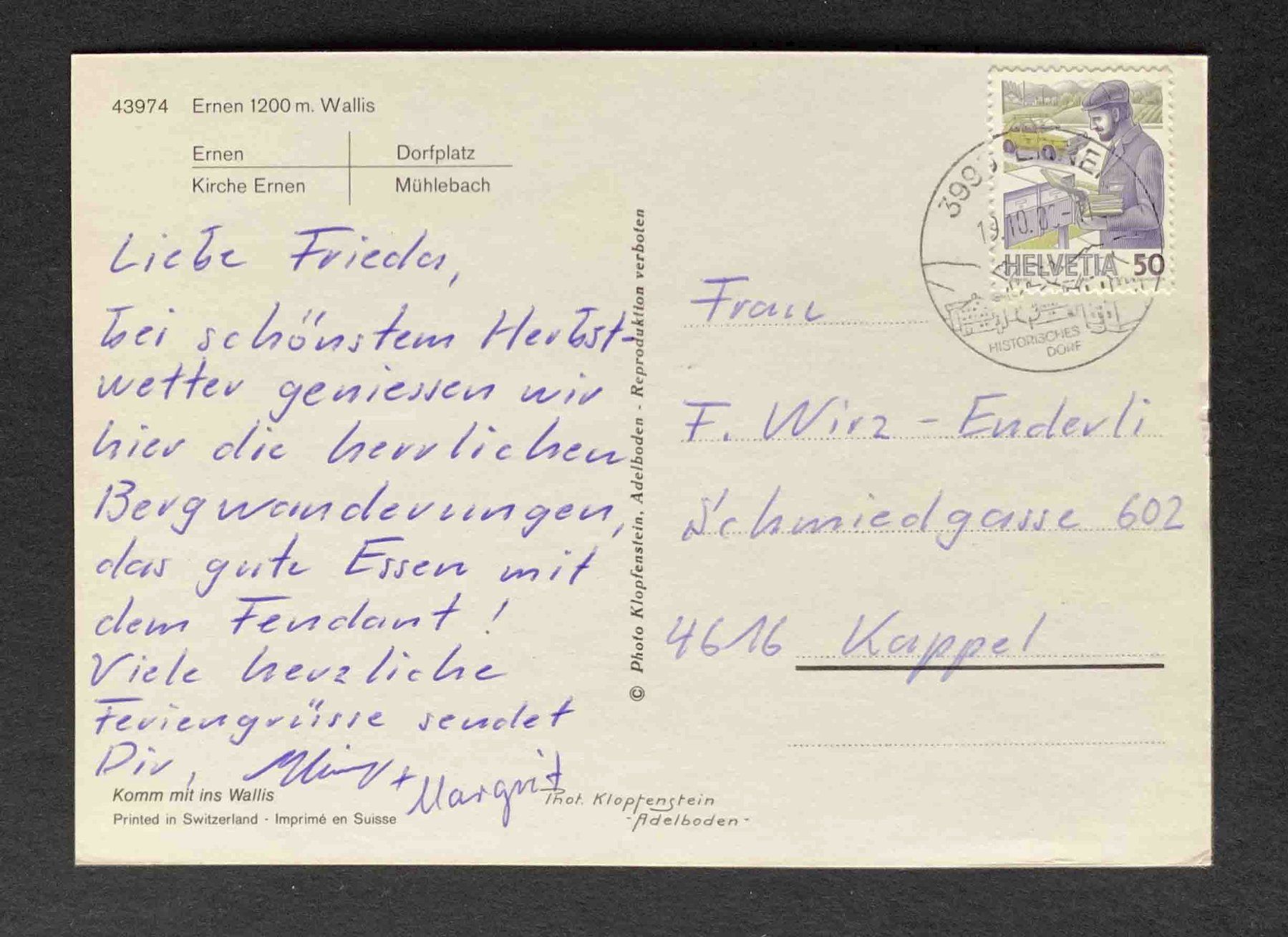 Cartoline postali: AK Ernen Kirche Dorfplatz Mühlebach – Usato da Goldau venduto da artelier1 1