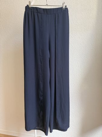 Pantalon large d’été bleu marine pan flottant, t.36/S