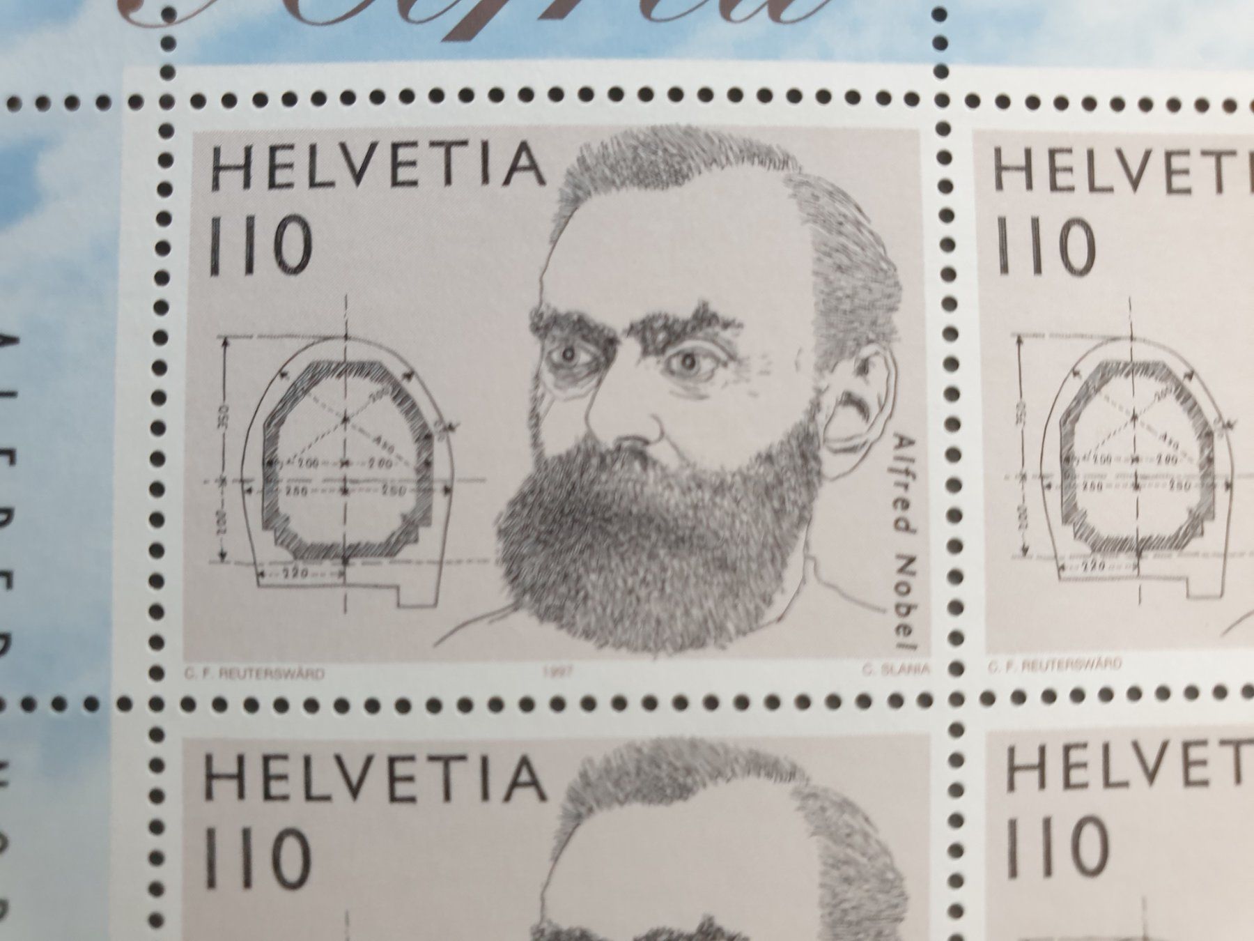 Tutti i francobolli: Briefmarkenbogen Alfred Nobel postfrisch – Nuovo (secondo la descrizione) da Frauenfeld venduto da Kasico 1