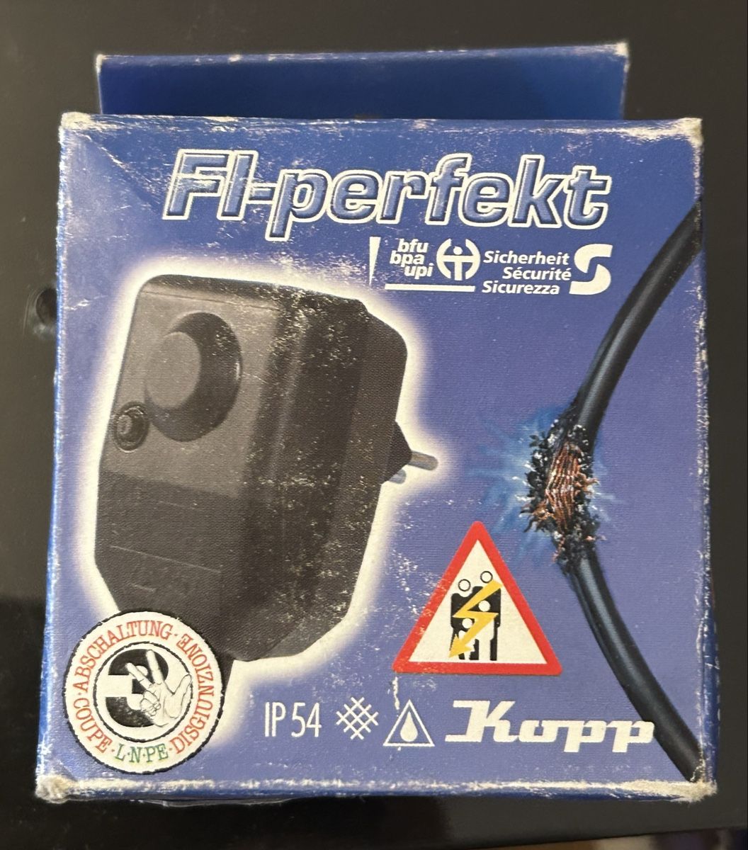 Spine: Fiche de sécurité FI Kopp Fl-perfekt IP54 – Nuovo e nell'imballaggio originale da Henniez venduto da jcf_6rzc