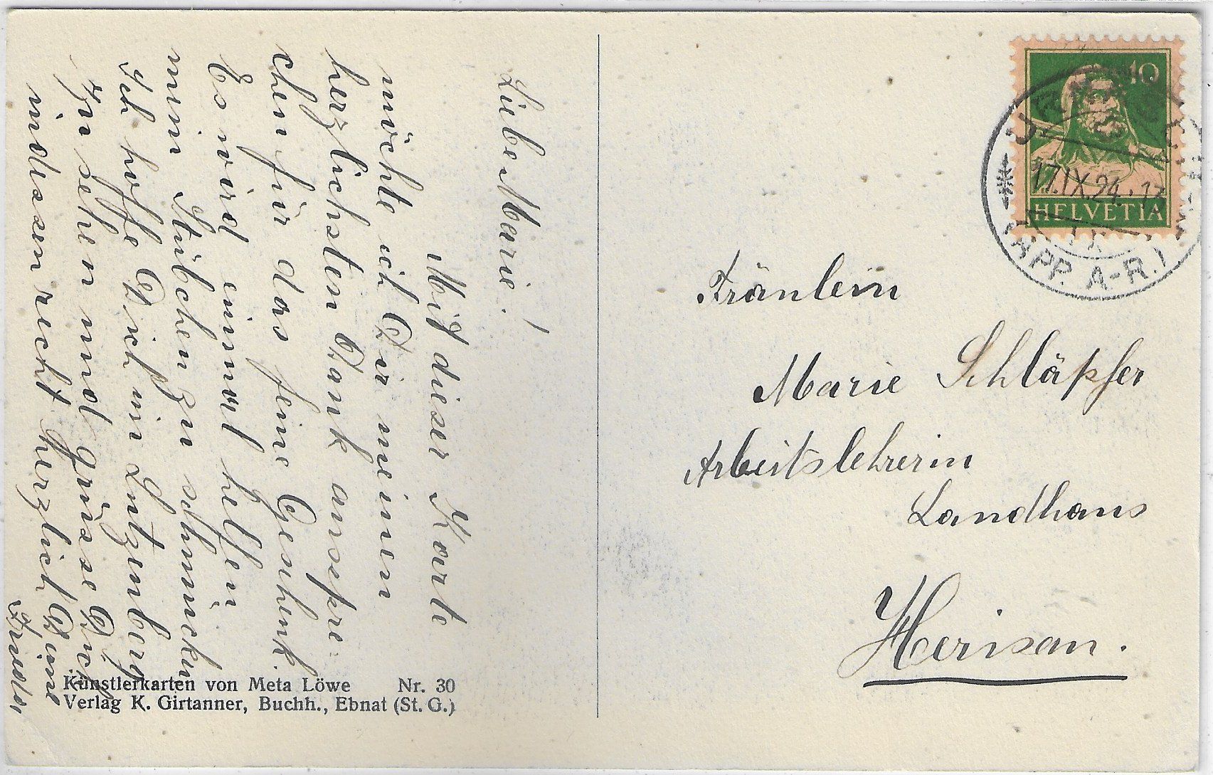Cartoline postali: Meta Löwe - Heidi – Usato da Ettingen venduto da Kartenplanet 1