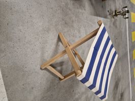 Klapphocker Holz gestreift blau weiss zusammenklappbar