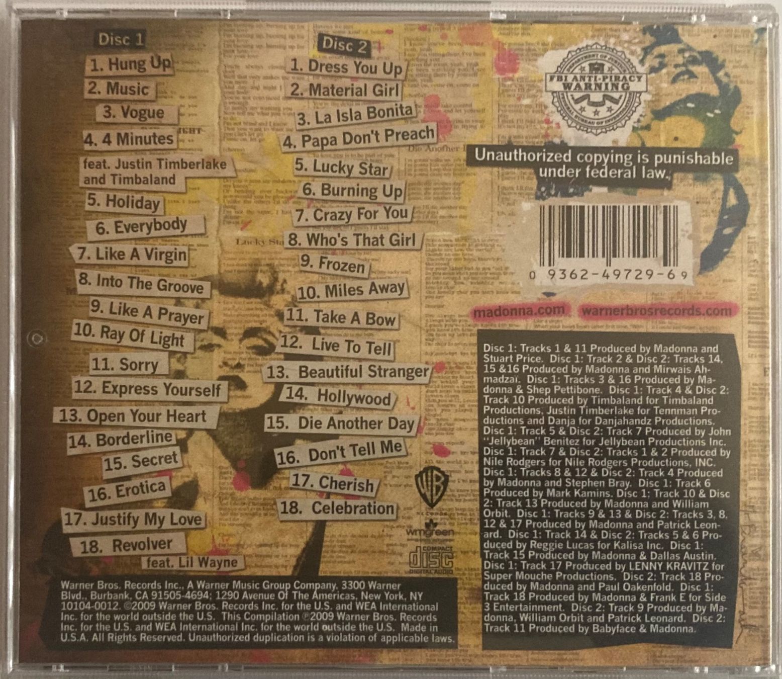 CDs: MADONNA - CELEBRATION – Gebraucht aus Poliez-Pittet von Newtown-Records 1