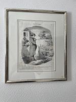 Vintage Karikatur "Honorè Daumier" Weissgoldrahmen  39.5x46