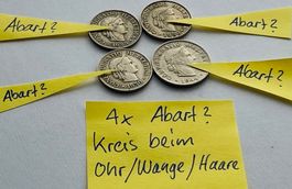 Abart Lot 4 x Kreis bei Ohr Wange Haar 1925 1930 1944 1950