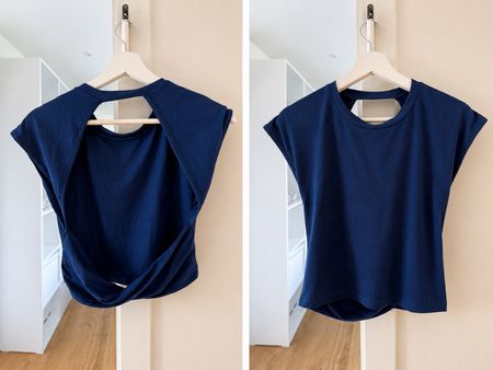 Damen T-Shirt dunkelblau Grösse S Rückenausschnitt