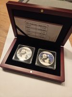China Panda Satz Night & Day 2015, 2x 10 Yuan Silber Unzen