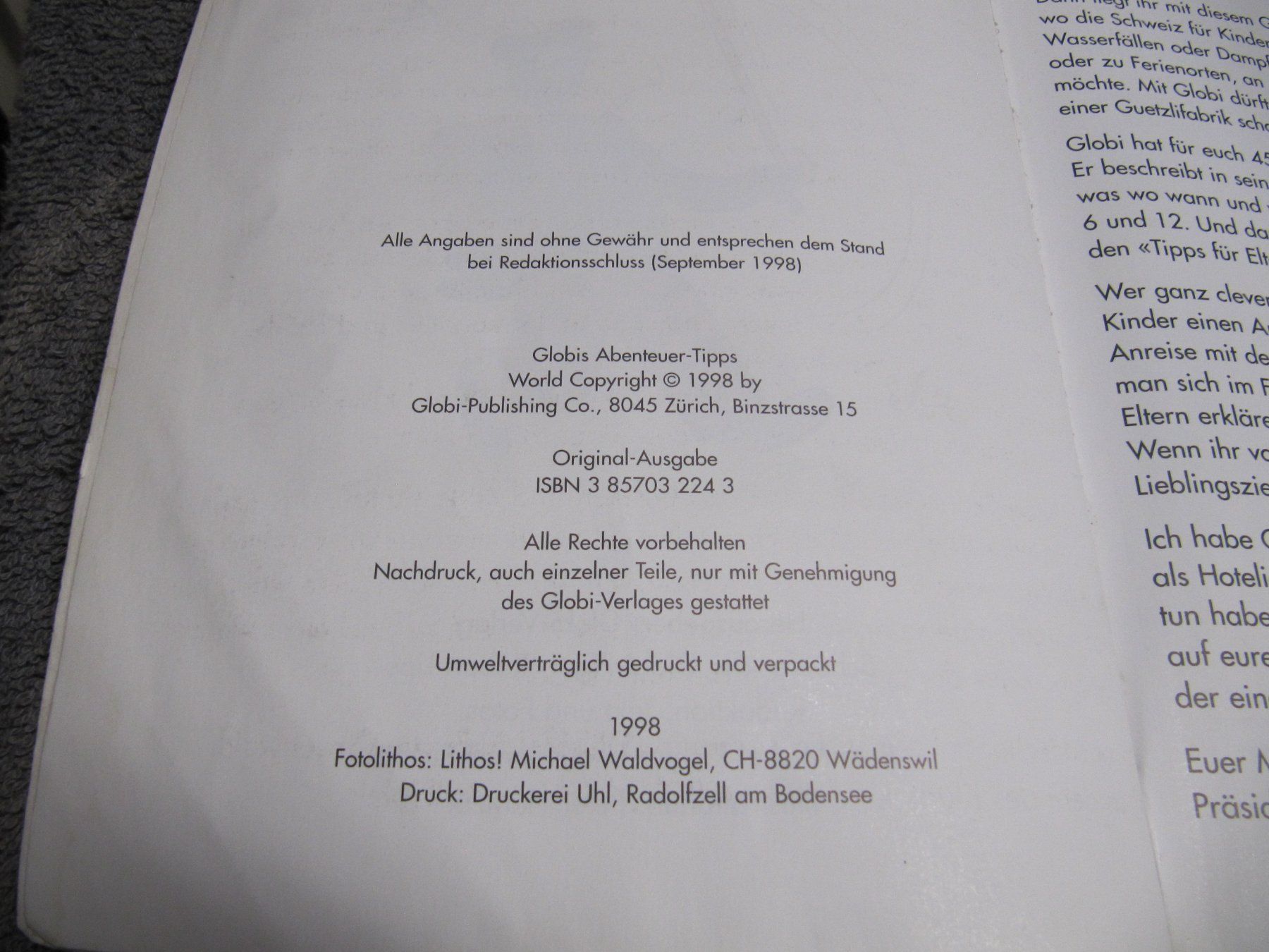 Libri: Globi's Abenteuer-Tipps, 1998 – Usato da Selzach venduto da Sennemeitschi11 1