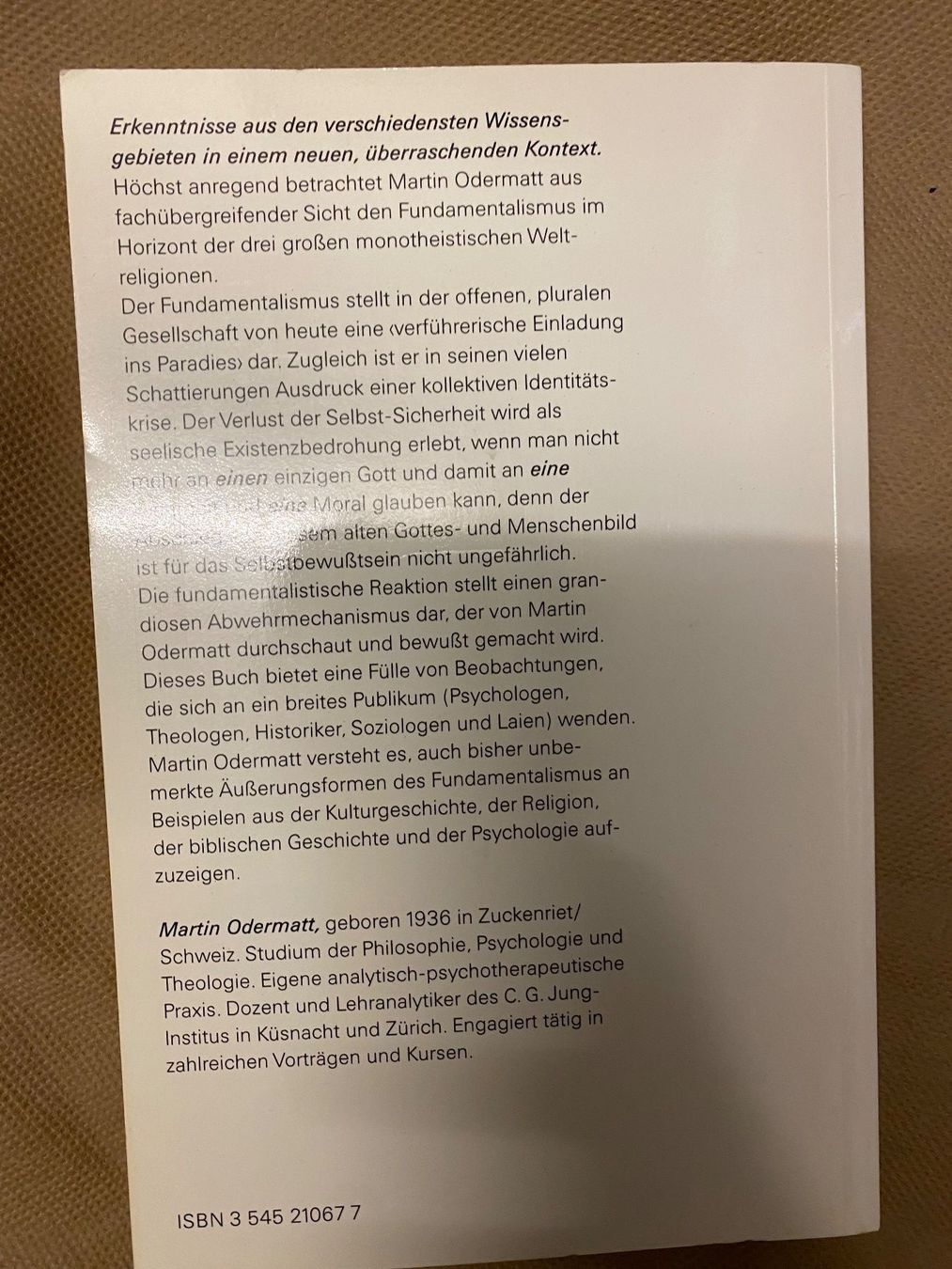 Libri: Der Fundamentalismus - Martin Odermatt – Usato da Lüchingen venduto da LIDB 1