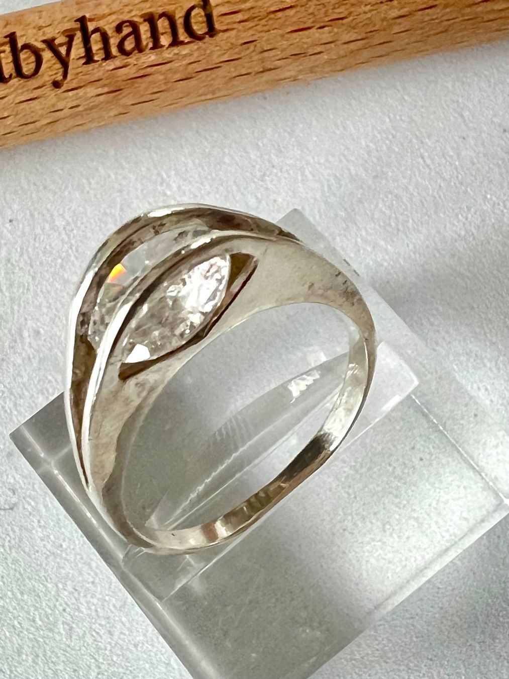 Anelli: Designer Silber Ring 925 mit 9mm schwebendem Zirkonia – Usato da Ruswil venduto da artbyhand 8