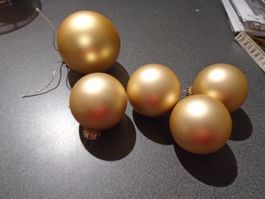 Weihnachtskugel 5 Stück, goldfarbig/matt