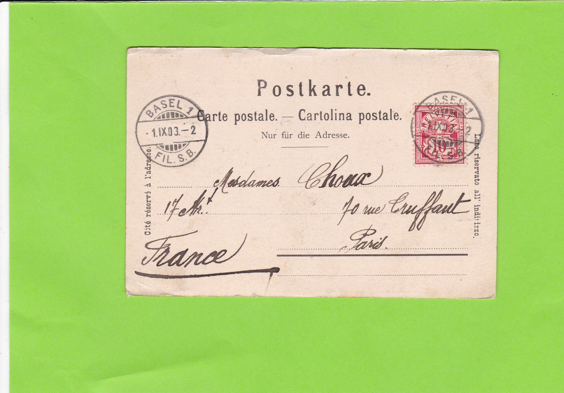 Cartoline postali: Gruss aus Basel---1903 – Usato da St. Peterzell venduto da neckertal 1