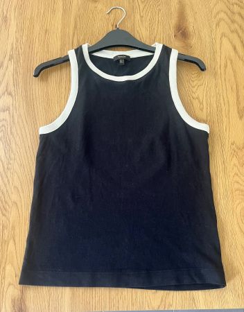 Massimo Dutti Black & White Trim Vest/Tank Top - S