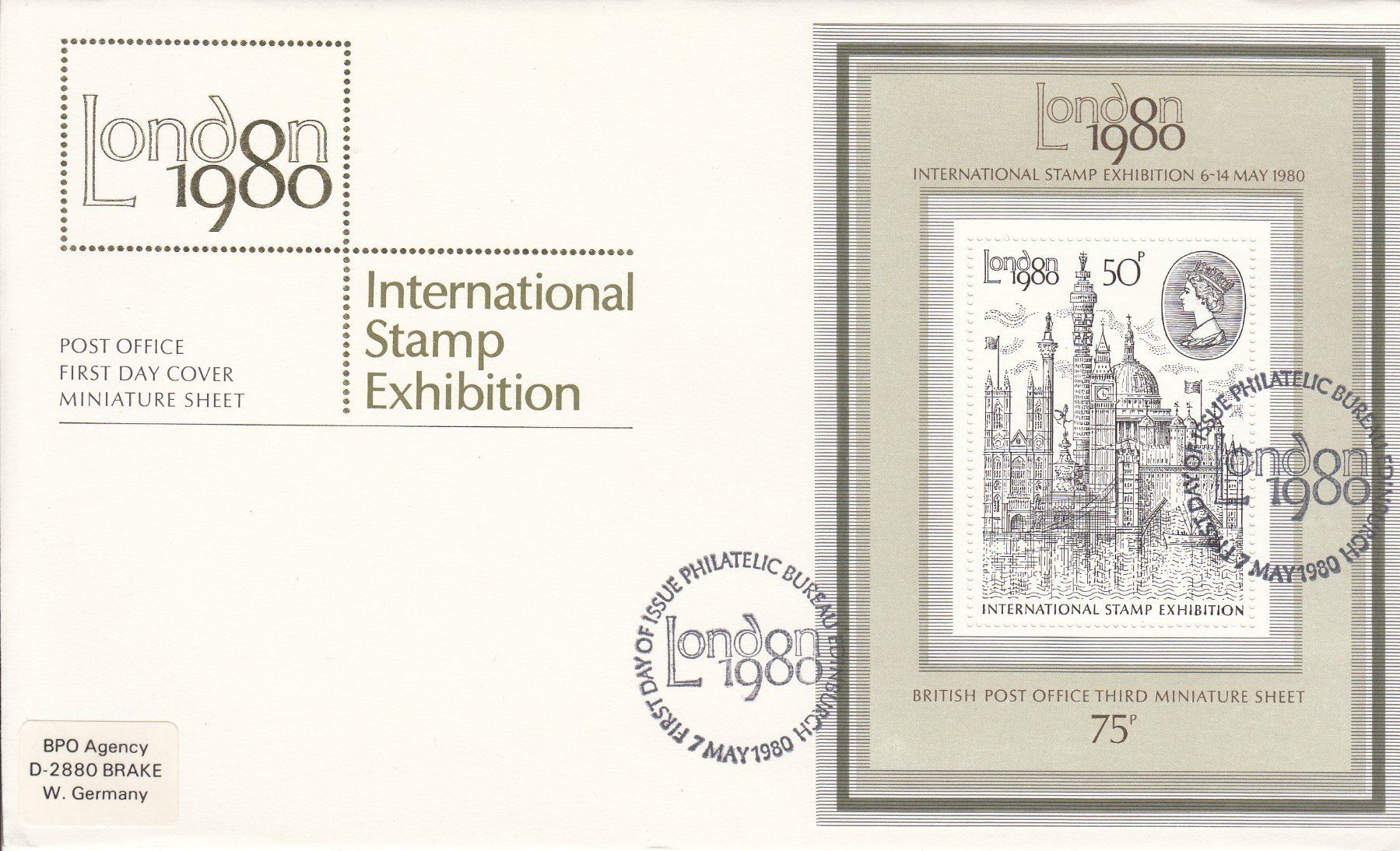 Tutti i francobolli: London Internat. Stamp Exhibition 1980 – Usato da Bürglen TG venduto da StampGraf 1