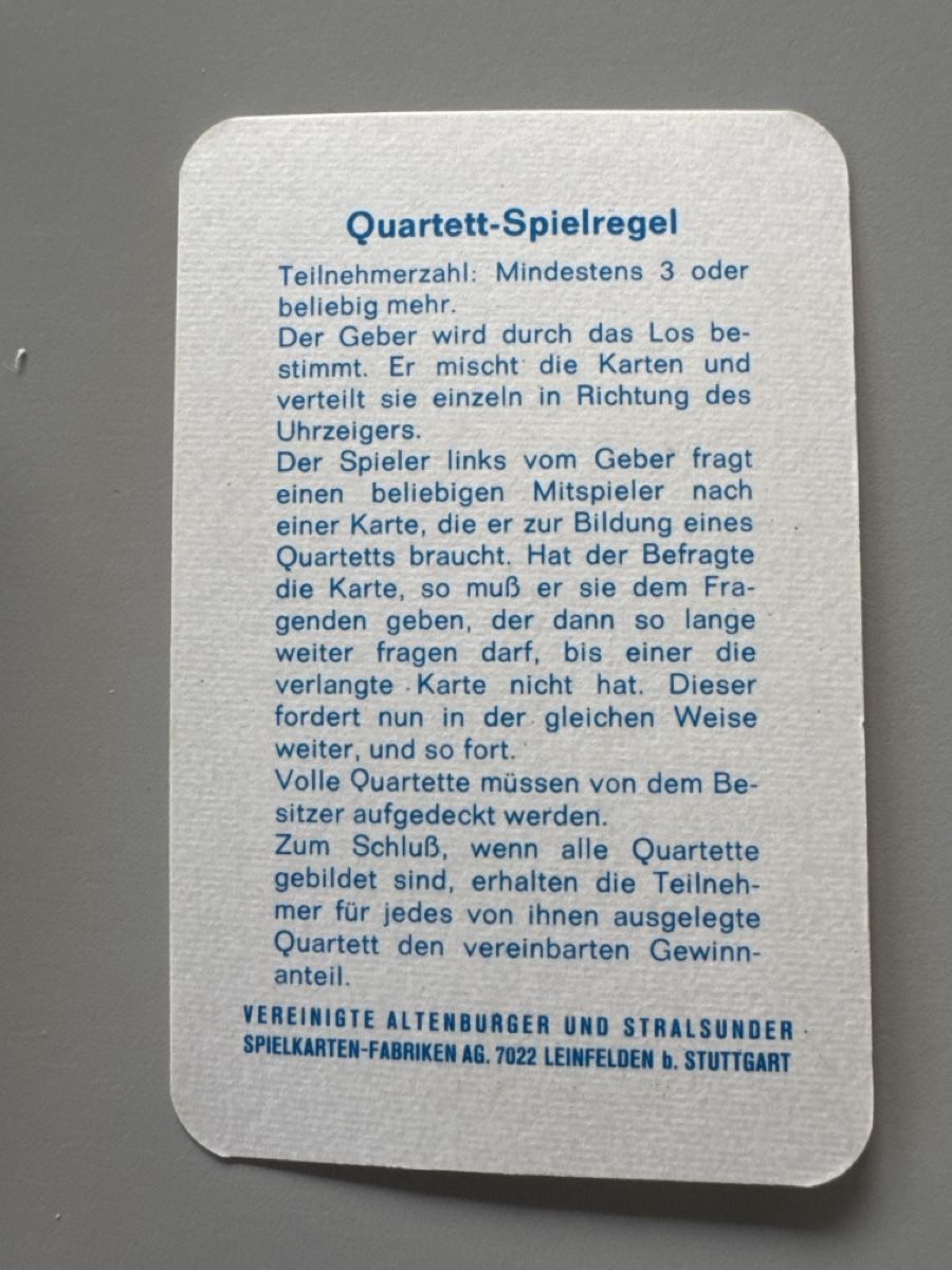Giochi: Die Schlümpfe Quartett  ASS vollständig  – Usato da Zürich venduto da Smarties13 2