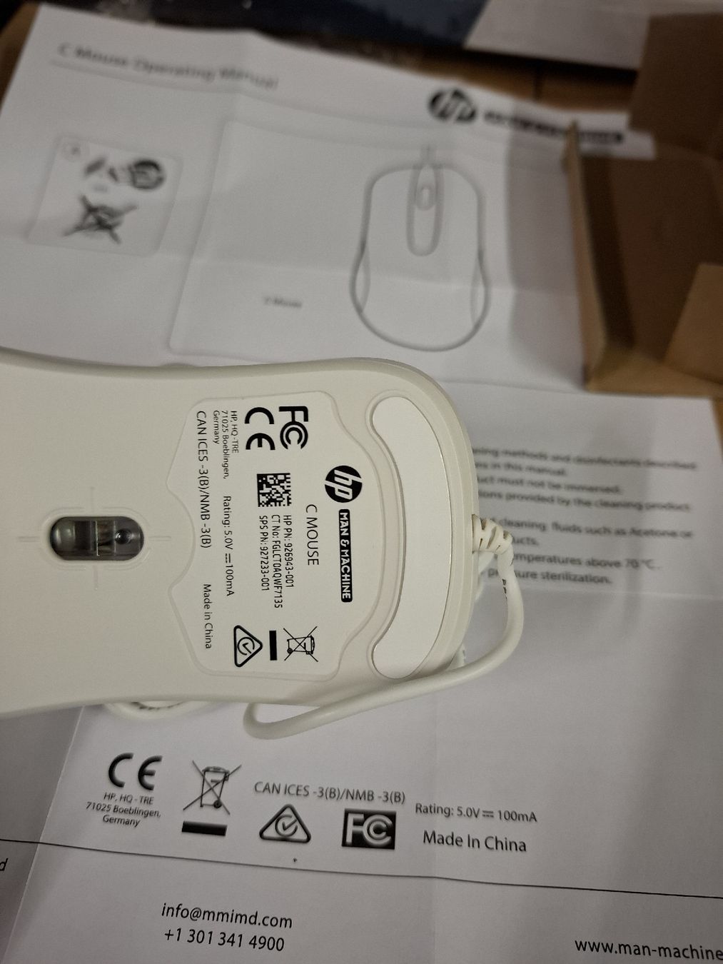Hewlett Packard Mouse: HP C Mouse Kabelgebundene Computermaus weiss neu #93 – Nuovo e nell'imballaggio originale da Wuppenau venduto da Gastro-Wuppenau 1