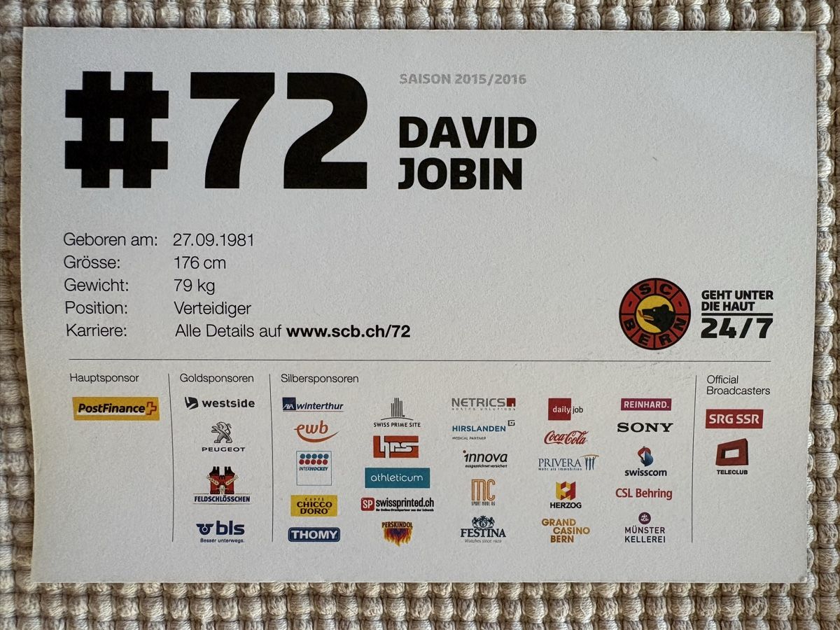 Autografi: AK Autogramm von SCBern / David Jobin – Usato da Rümlang venduto da Kartenpost1 1