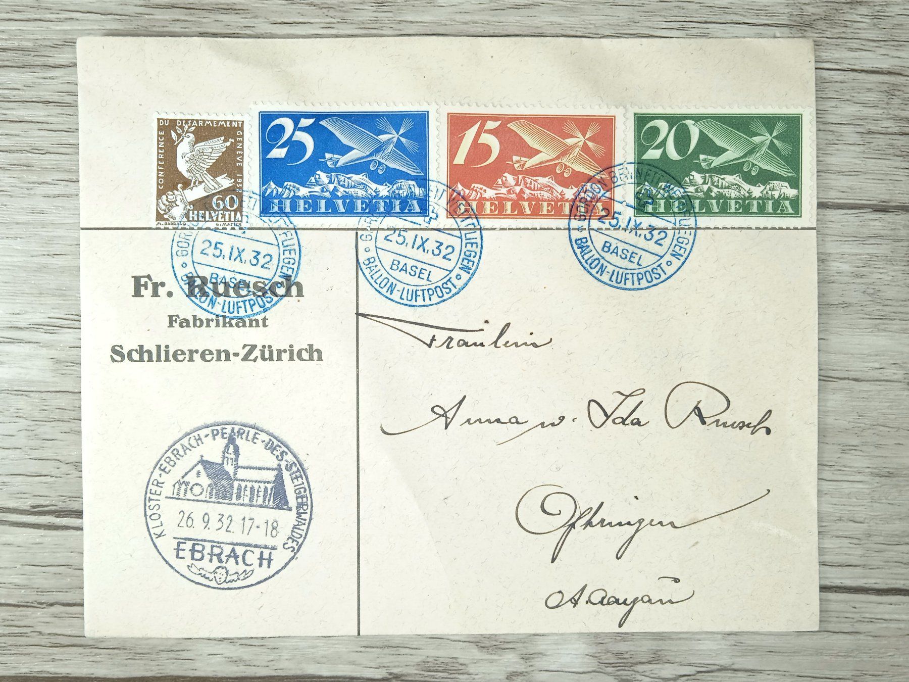 Tutti i francobolli: TR09 Enveloppe + Timbre Suisse 1932 – Usato da Cousset venduto da Patrick_Collections