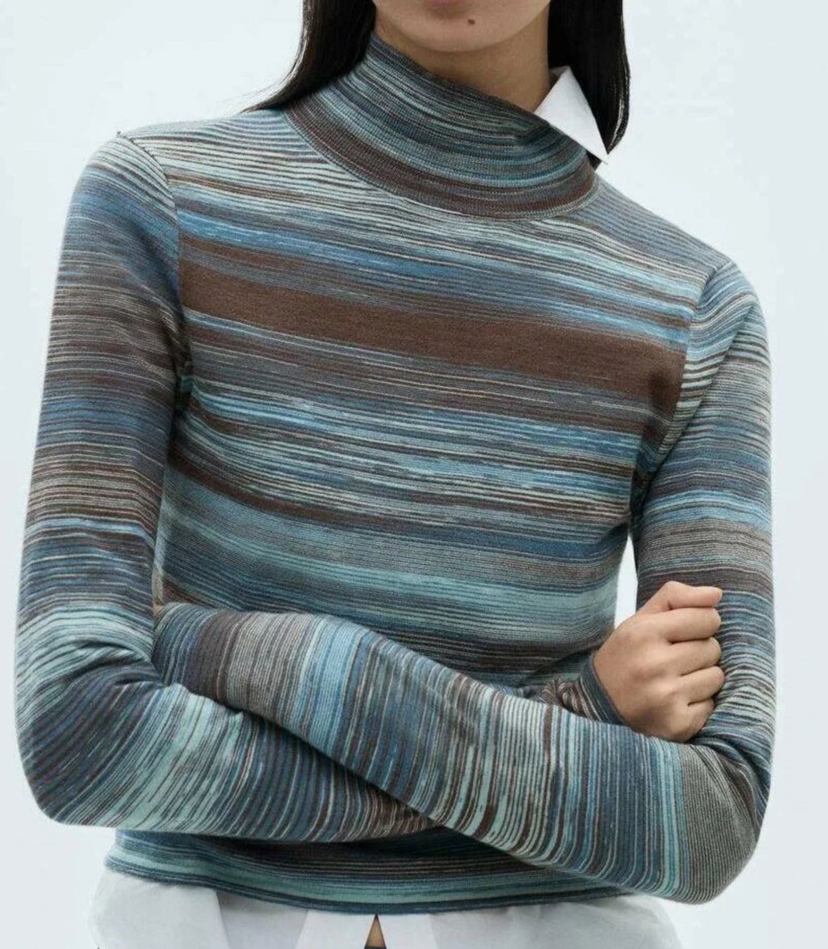 Mango Maglioni & Felpe: Blau-Grau gestreifter Rolli Pullover von Mango – Usato da Zürich venduto da Nina100 3