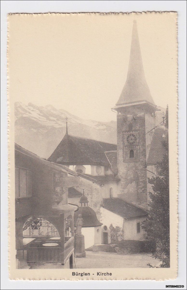 Ansichtskarten: Bürglen UR // Kirche // ca. 1920 – Gebraucht aus Basel von intermezzo12
