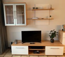 Schöne Wohnwand, TV-Möbel, Regal und Hängeschrank, Top!